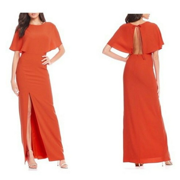Halston Heritage Dresses & Skirts - Halston Lipstick Red H By Flowy Gown with Back Cut